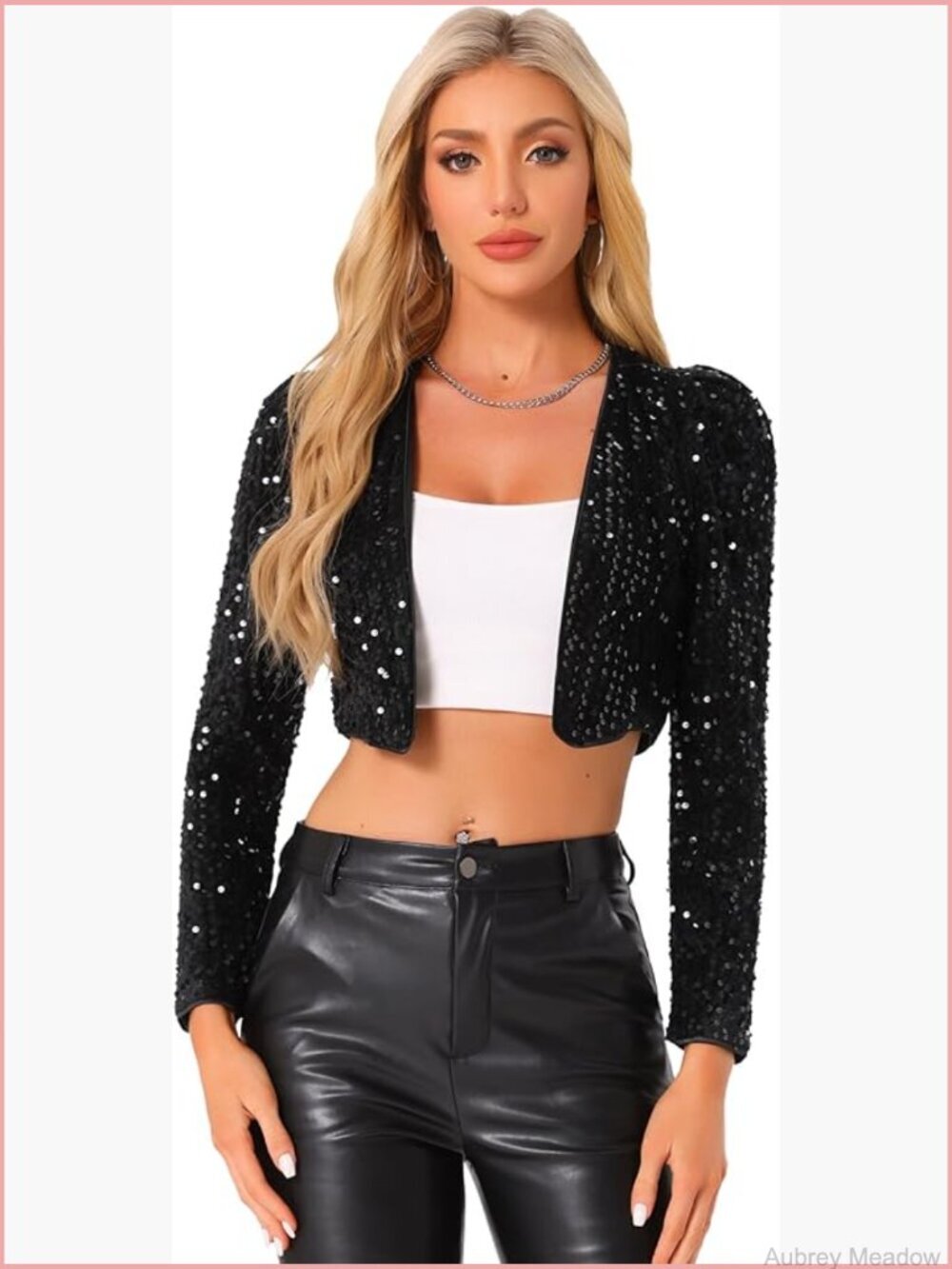 Sequined Open Front Crop Jacket Bolero Shrug Party Sparkly